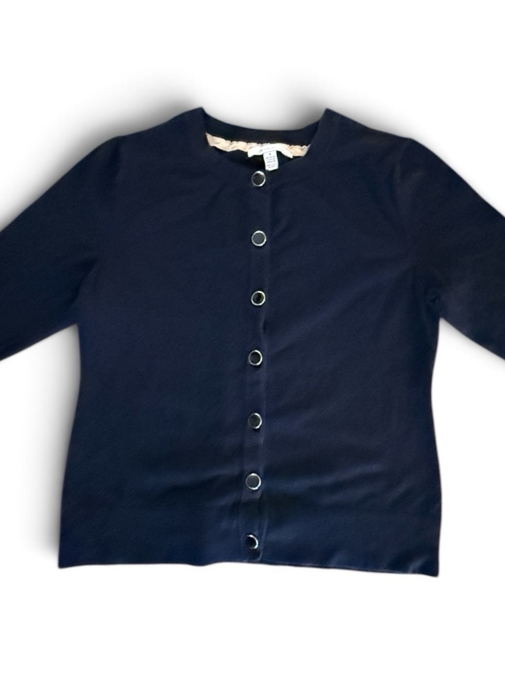 JM Collections Black Cotton Rayon Knit Cardigan, M